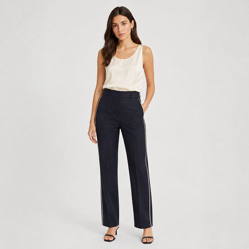Ariadna Pantalón Recto con Ribete Lateral