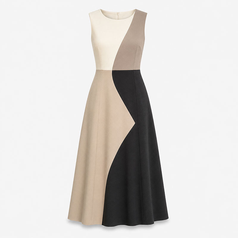 Lidia Vestido Midi de Bloques Tonales