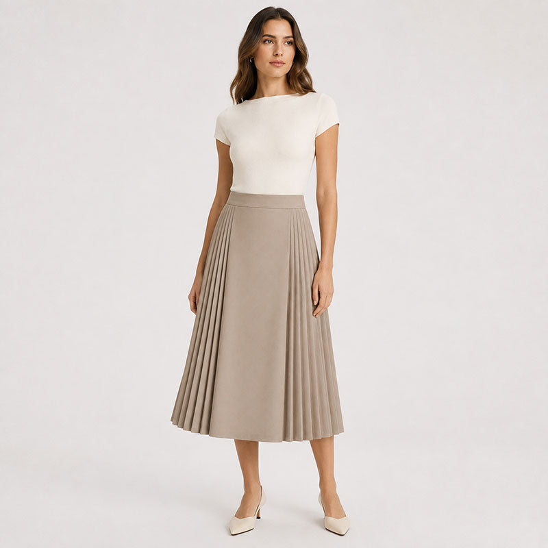 Rocío Falda Midi con Pliegues Laterales